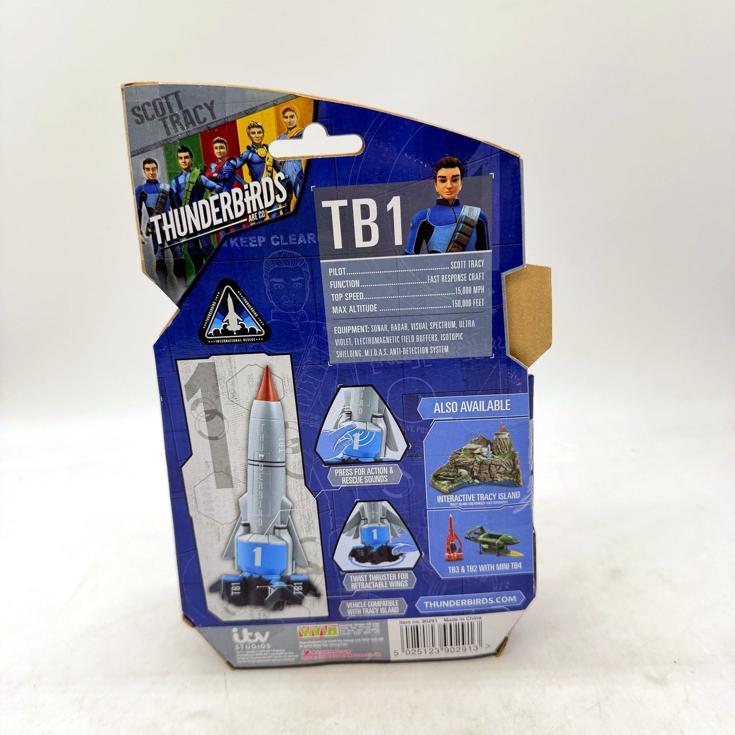 2014 Thunderbirds TB1 Gray & Blue Toy Rocket - Authentic Collectible