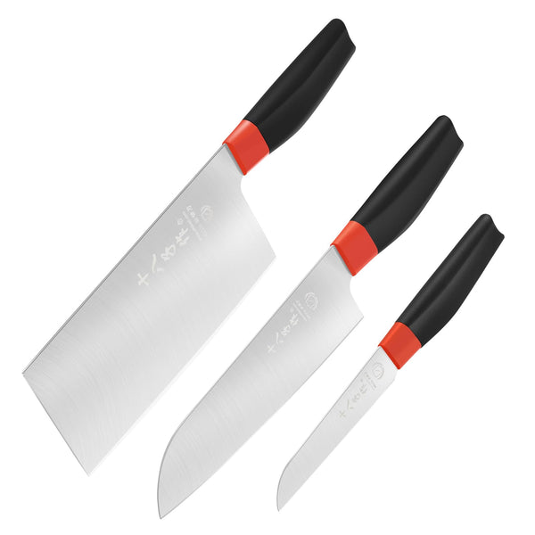 SHI BA ZI ZUO 3-Piece Kitchen Knife Set Professional Santoku Utility Knives NEW