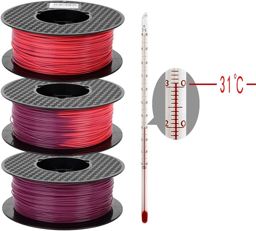 CC3D 31°C Temperature Changing PLA 3D Printer Filament Purple to Red 1.75mm NEW
