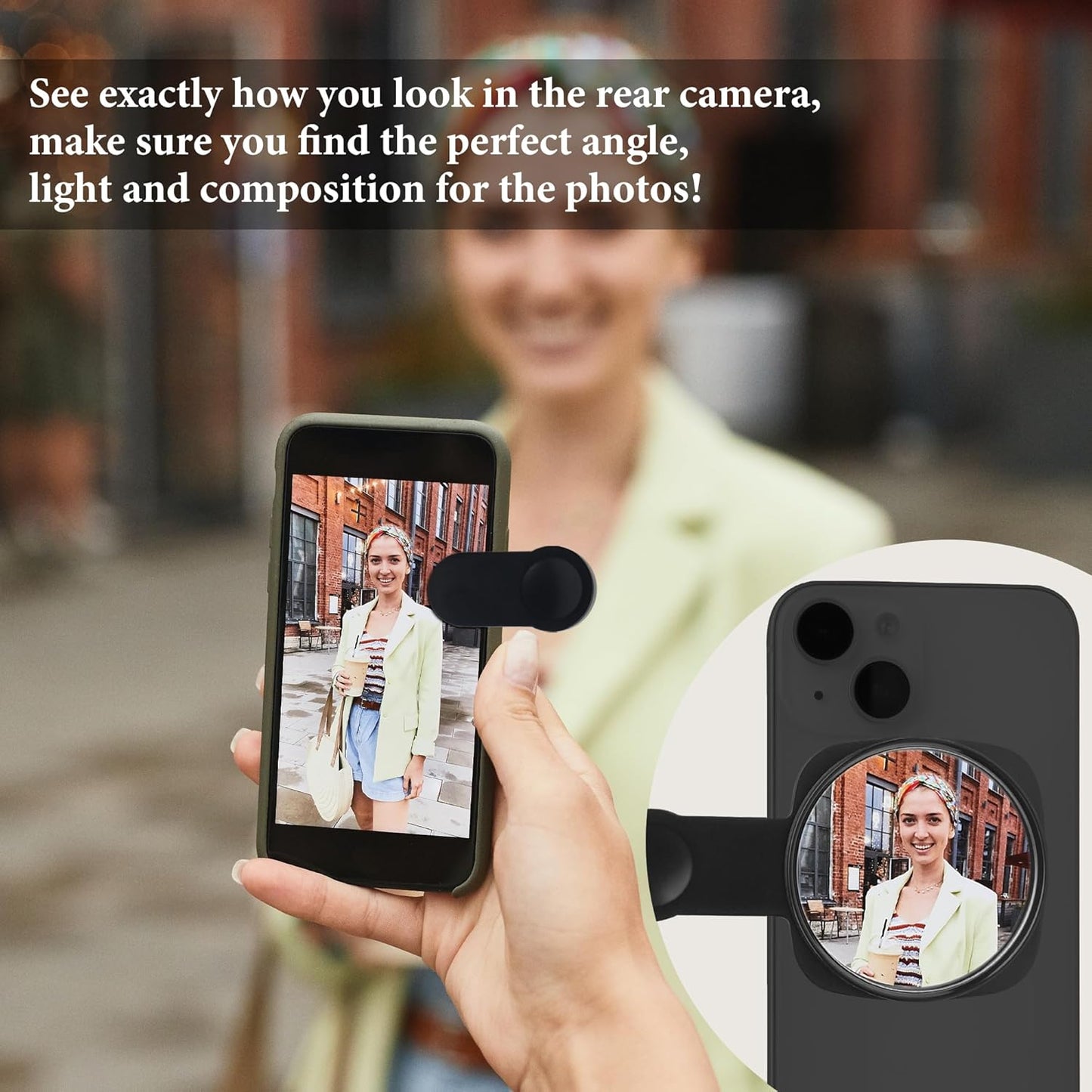 Esdallina Selfie Stick with Rear Camera Mirror for Hands-Free Photos in NEW