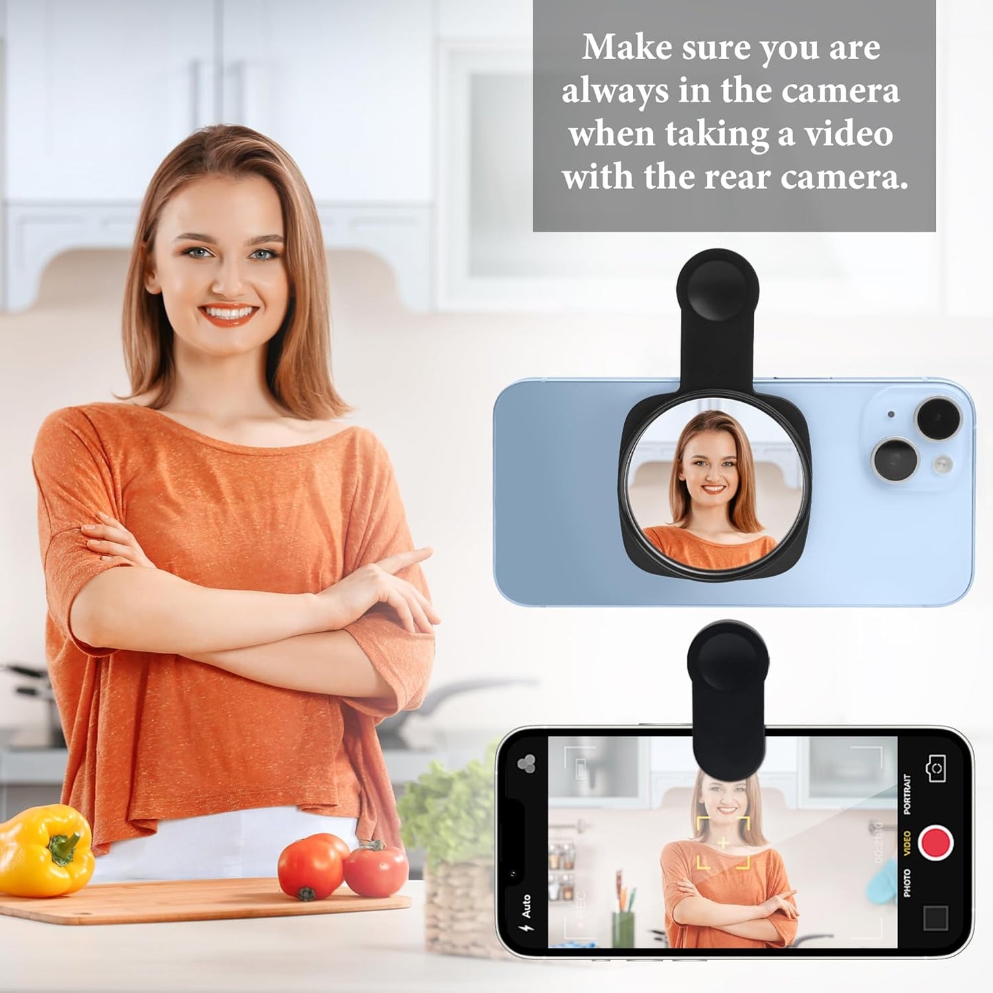 Esdallina Selfie Stick with Rear Camera Mirror for Hands-Free Photos in NEW
