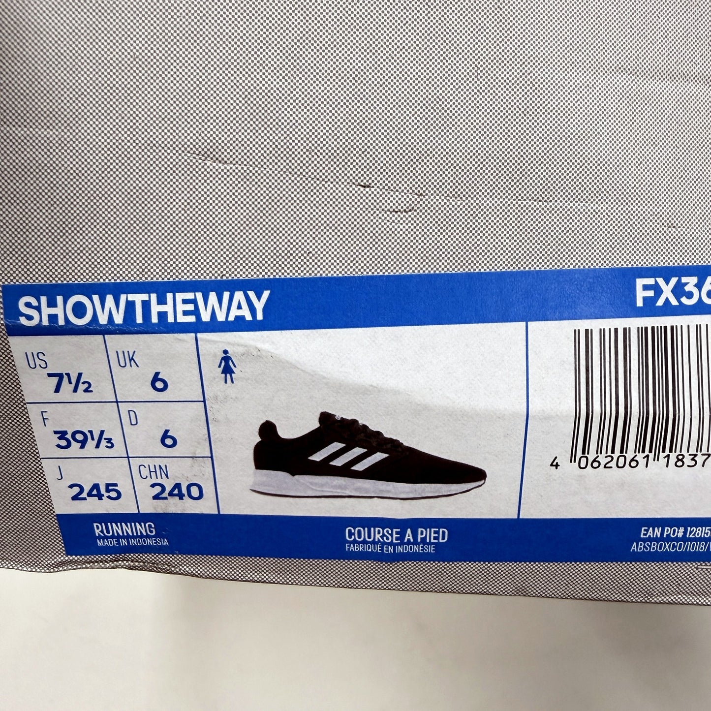 adidas Womens Showtheway Running Shoes Athletic Sneakers Black, Size 7.5 US NEW