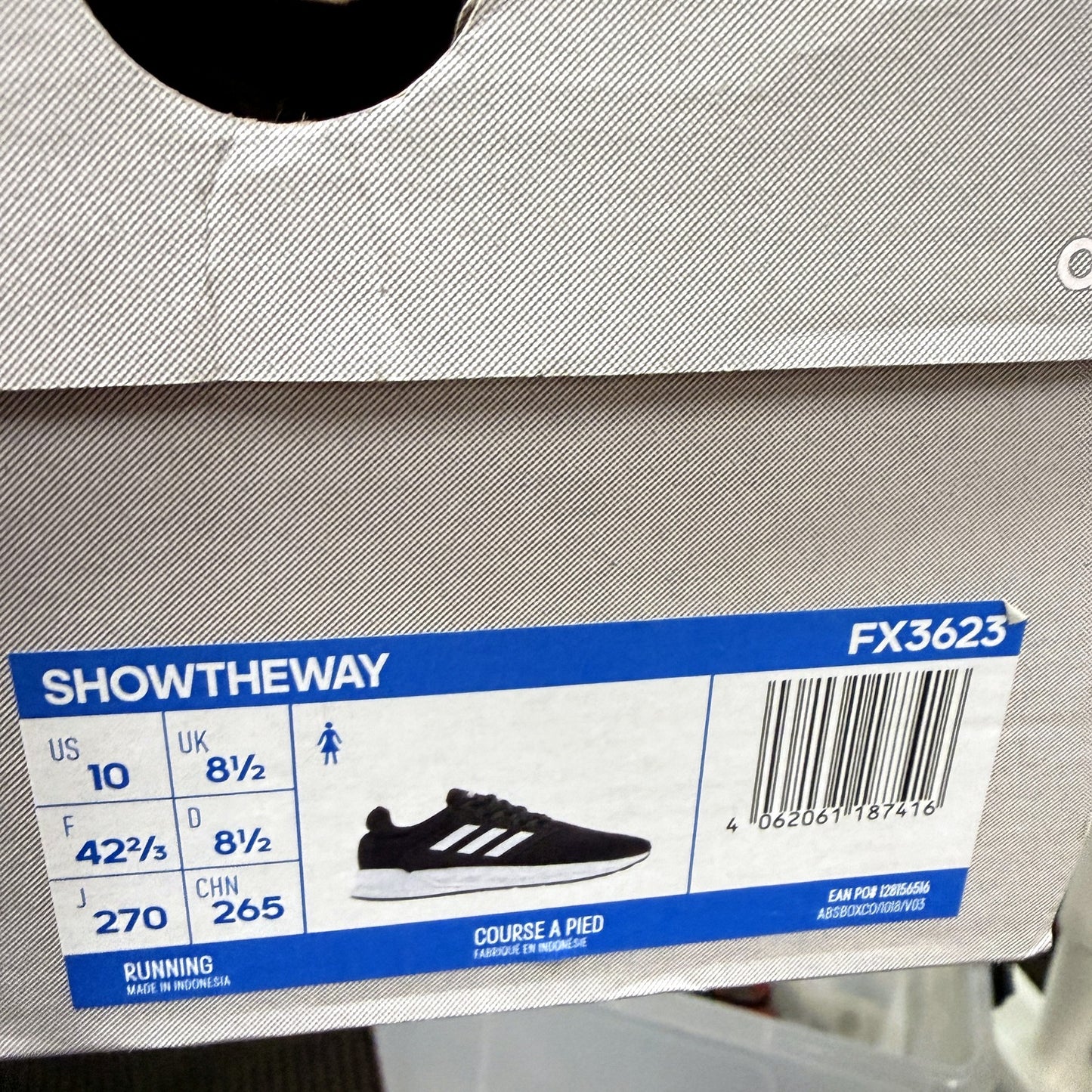 adidas Womens Showtheway Running Shoes - Black Sneakers US Size 10 NEW