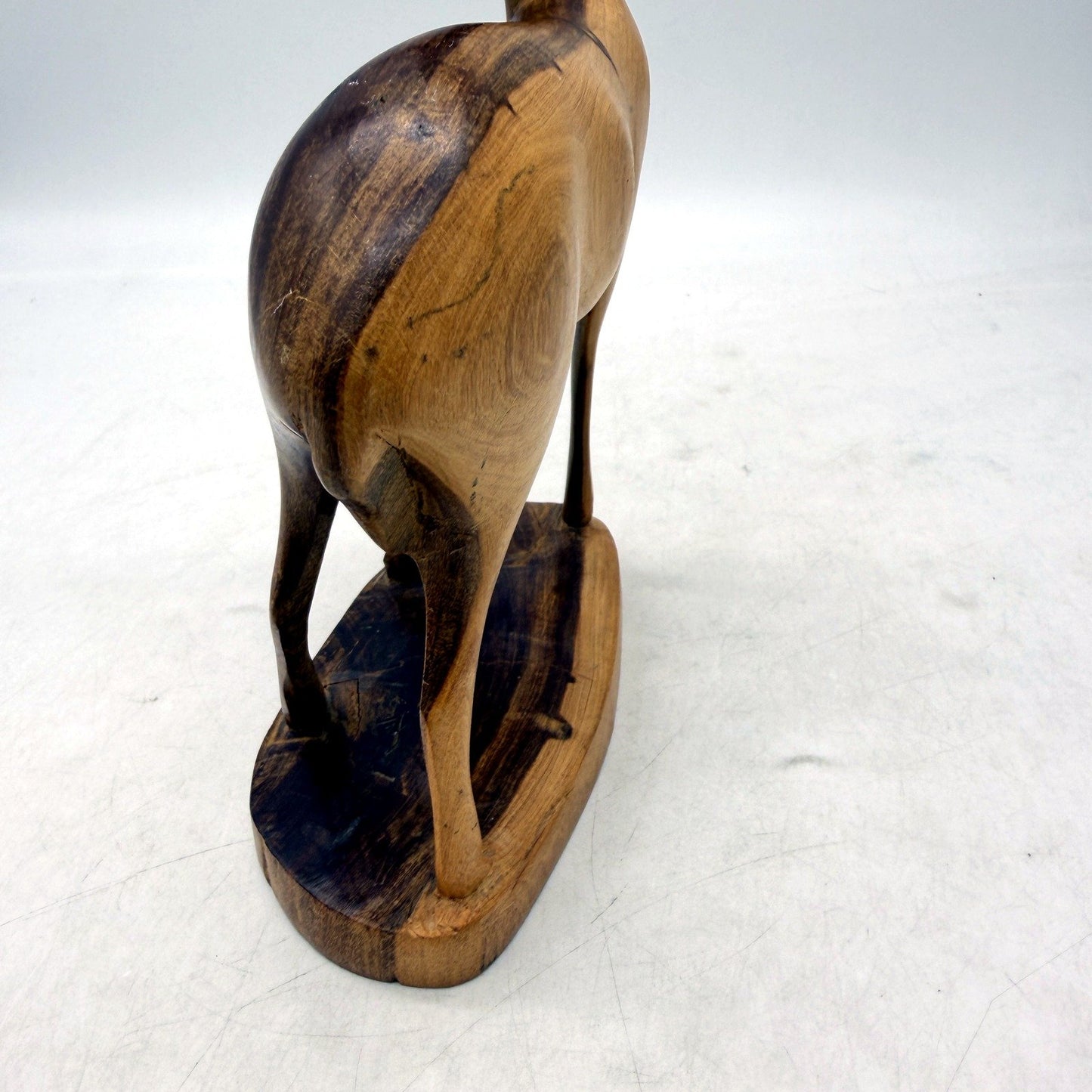 Wooden Antelope Figurine Carved Nature-Inspired Rustic Home Decor Brown Black
