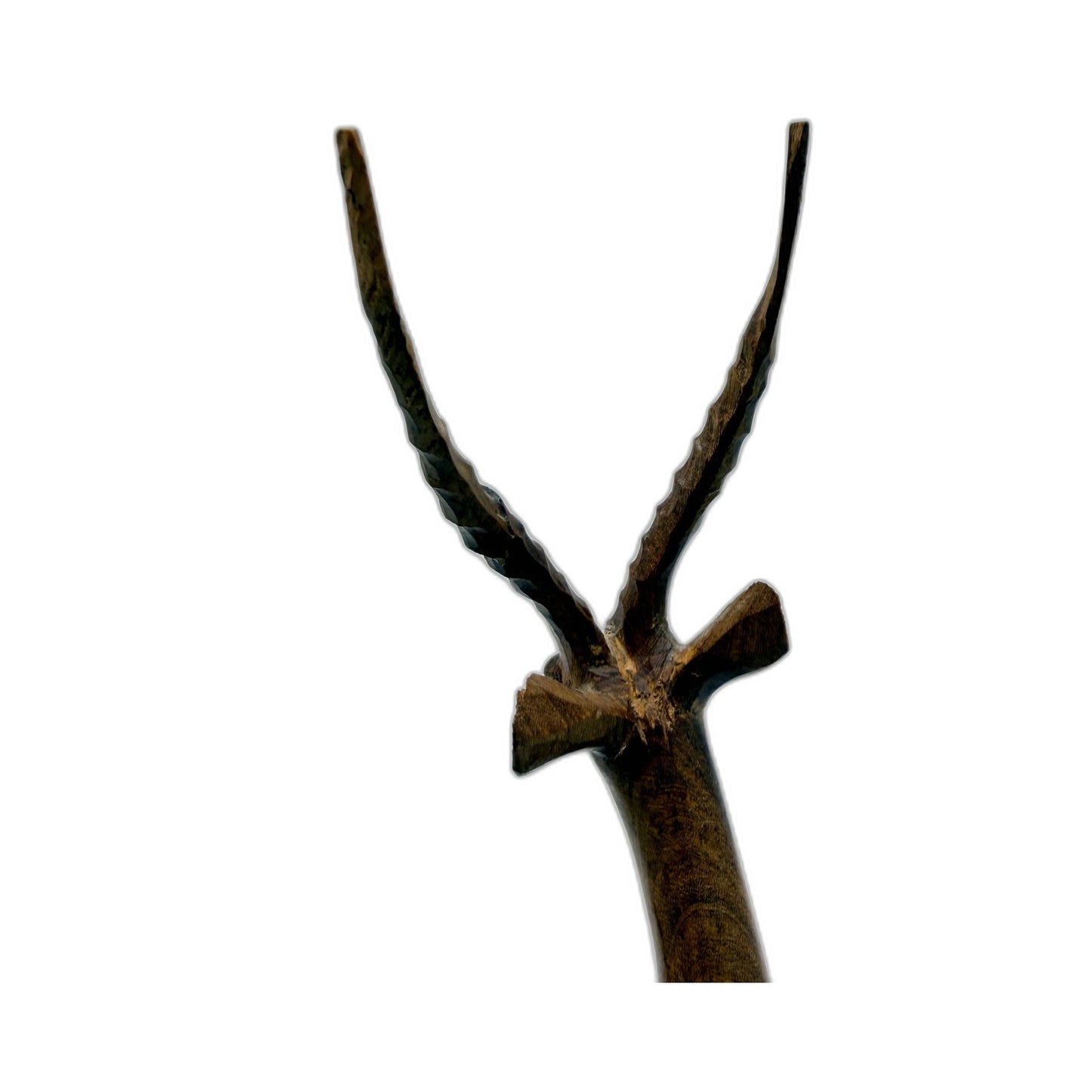 Wooden Antelope Figurine Carved Nature-Inspired Rustic Home Decor Brown Black