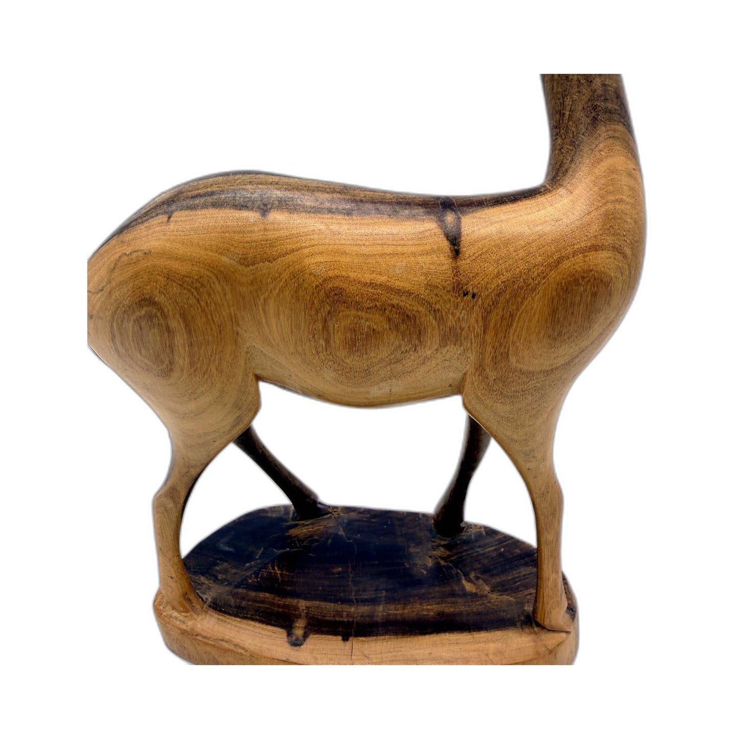 Wooden Antelope Figurine Carved Nature-Inspired Rustic Home Decor Brown Black