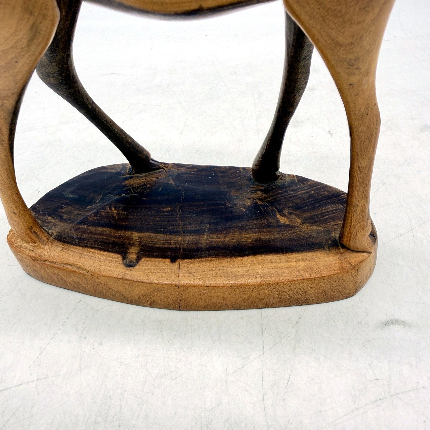 Wooden Antelope Figurine Carved Nature-Inspired Rustic Home Decor Brown Black