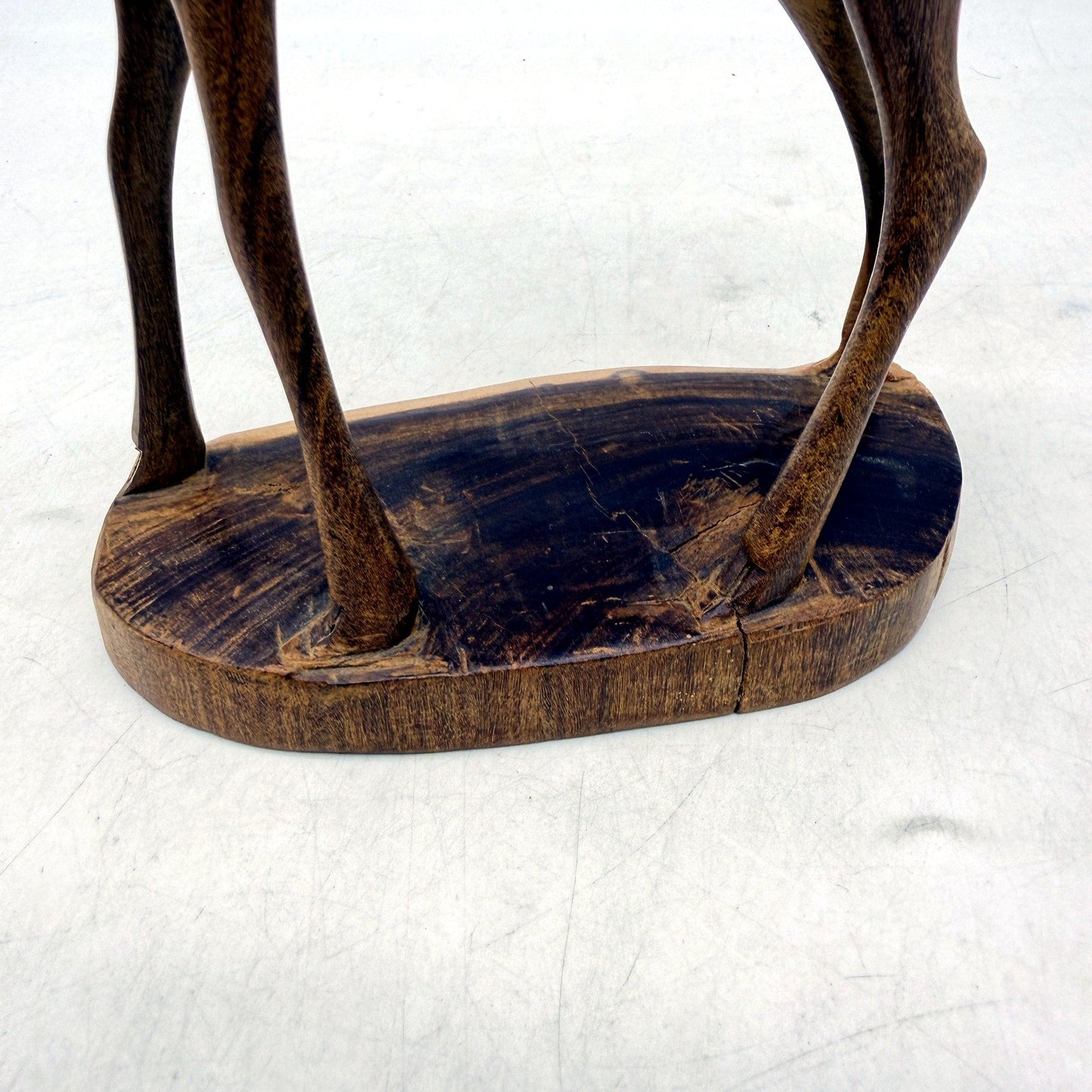 Wooden Antelope Figurine Carved Nature-Inspired Rustic Home Decor Brown Black