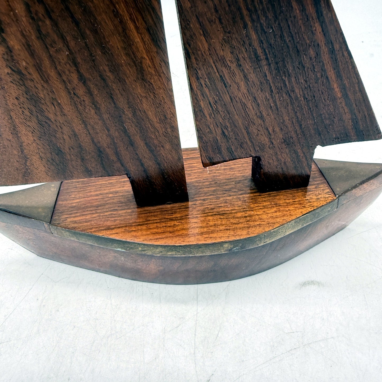 Handcrafted Brown Wooden Sailboat 23cm Figurine for Nautical Home Decor Accents