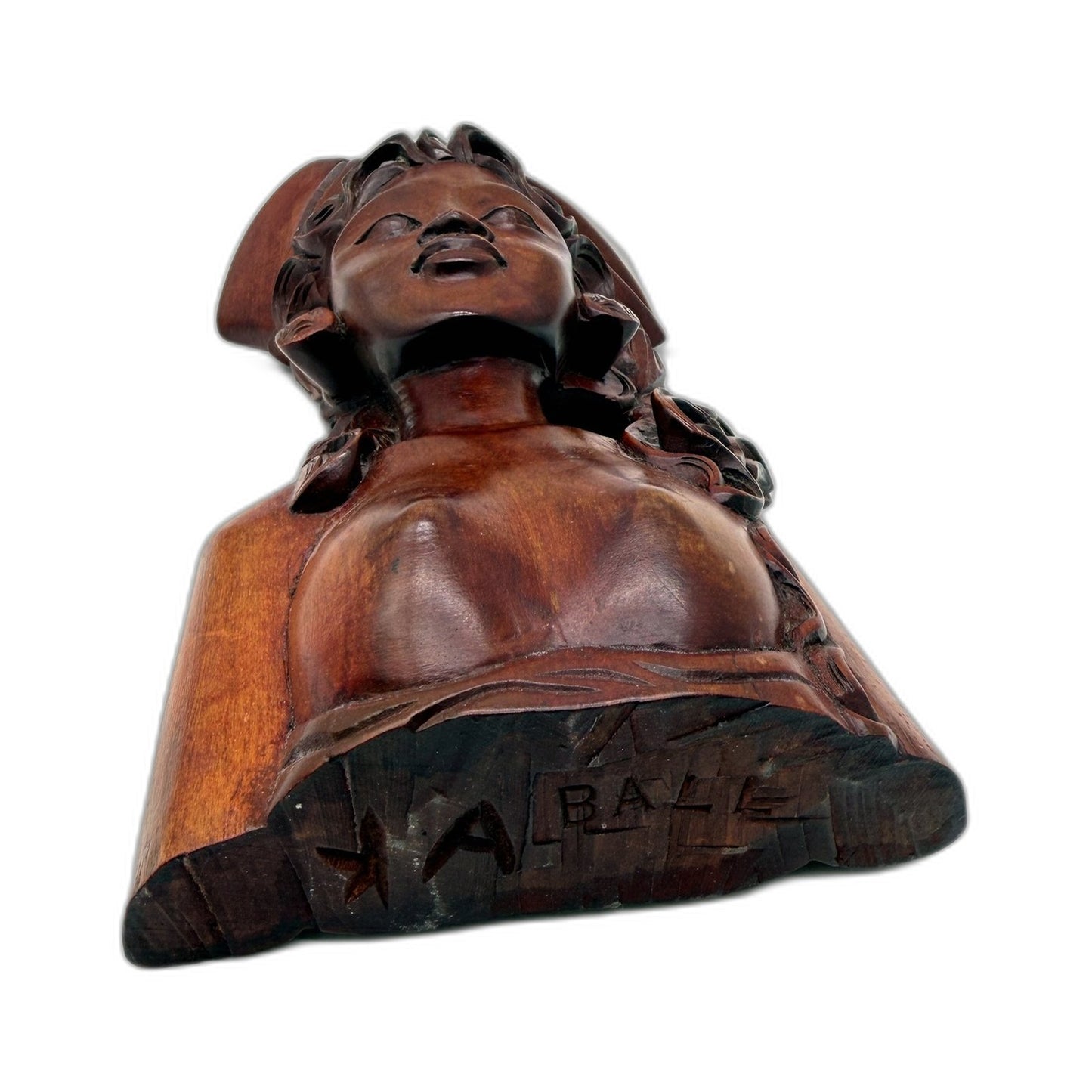 Handcrafted Brown Wooden Figurine Decorative Carved Women Sculpture