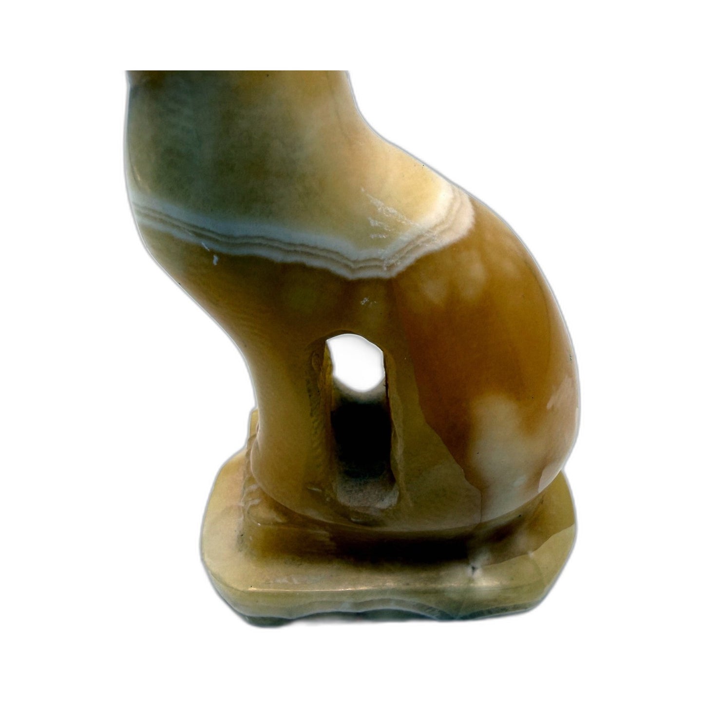 Decorative Cat Figurine Handmade Ceramic Vintage Style Yellow Orange Tones