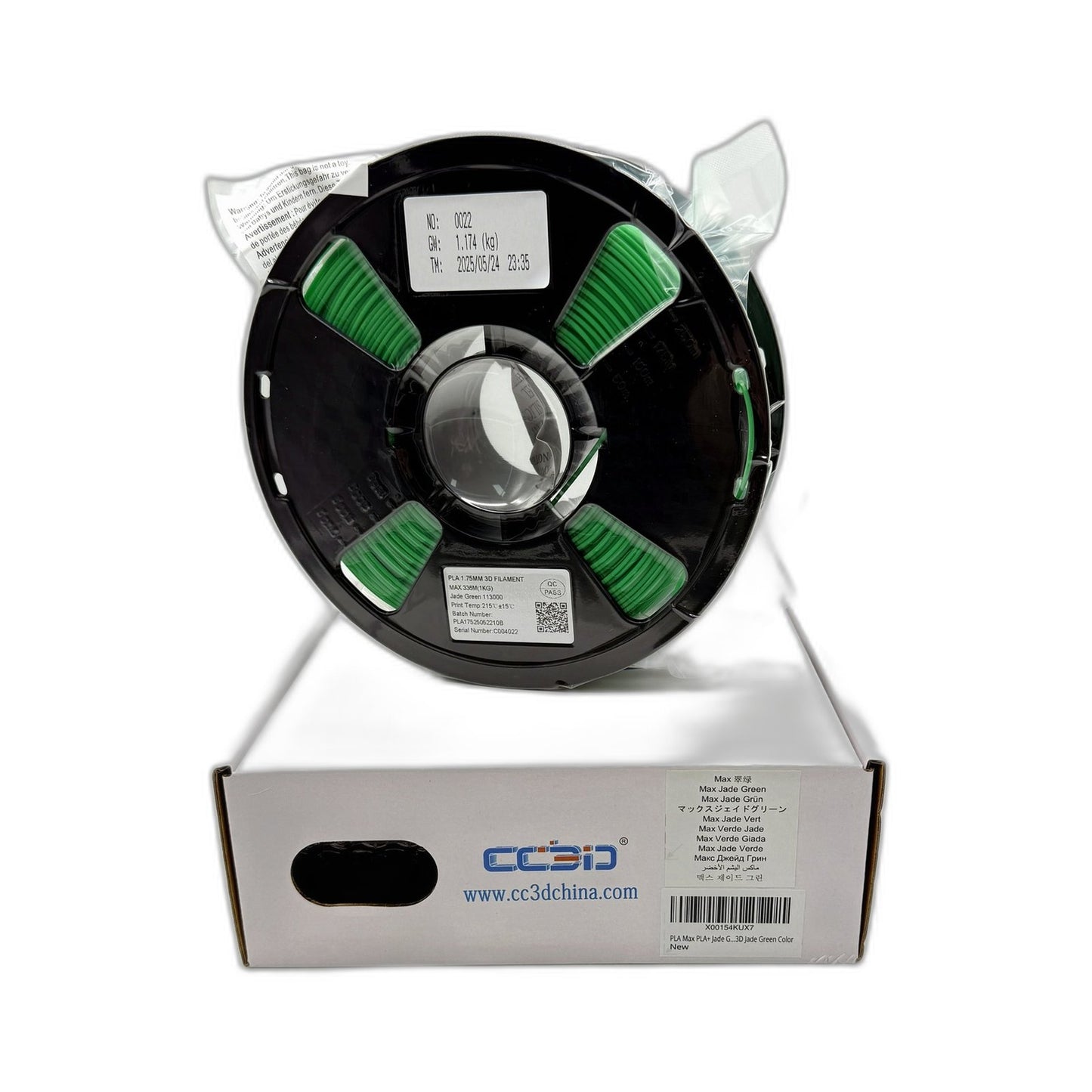 CC3D 3D Printer PLA Max Filament, Jade Green 1.75mm, Eco-Friendly Printing NEW