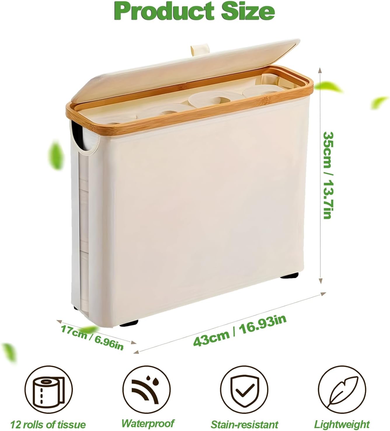 AIMANWEI Bathroom Foldable Toilet Paper Holder Basket, Water-Repellent Beige NEW