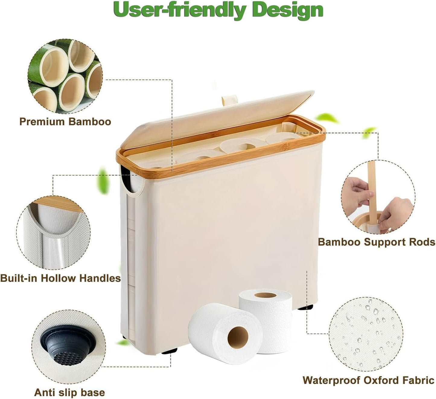 AIMANWEI Bathroom Foldable Toilet Paper Holder Basket, Water-Repellent Beige NEW