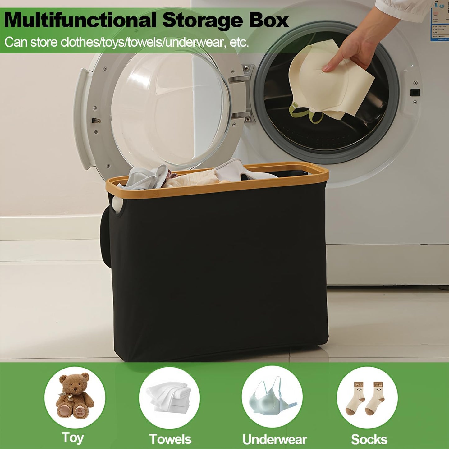 AIMANWEI Bathroom Foldable Toilet Paper Holder Basket, Water-Repellent Beige NEW