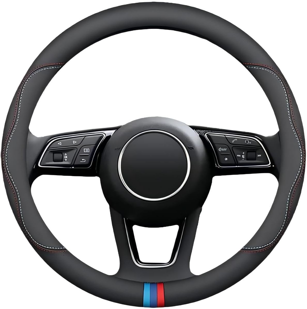 jpfyllik Premium 15"Black Leather Look Car Steering Wheel Cover BMW Vehicles NEW