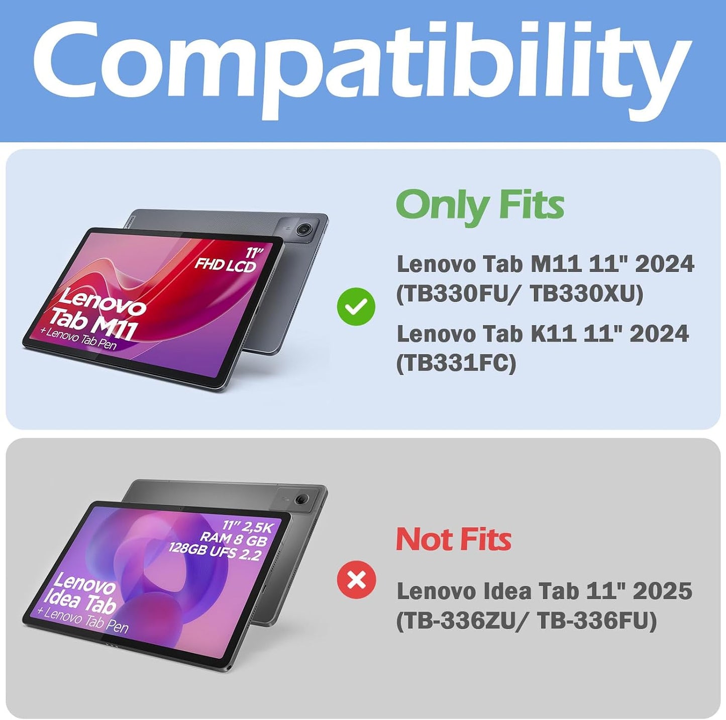 ProCase Smart Cases Case for Lenovo Tab M11/Tab K11 LTE 11" Tablet NEW