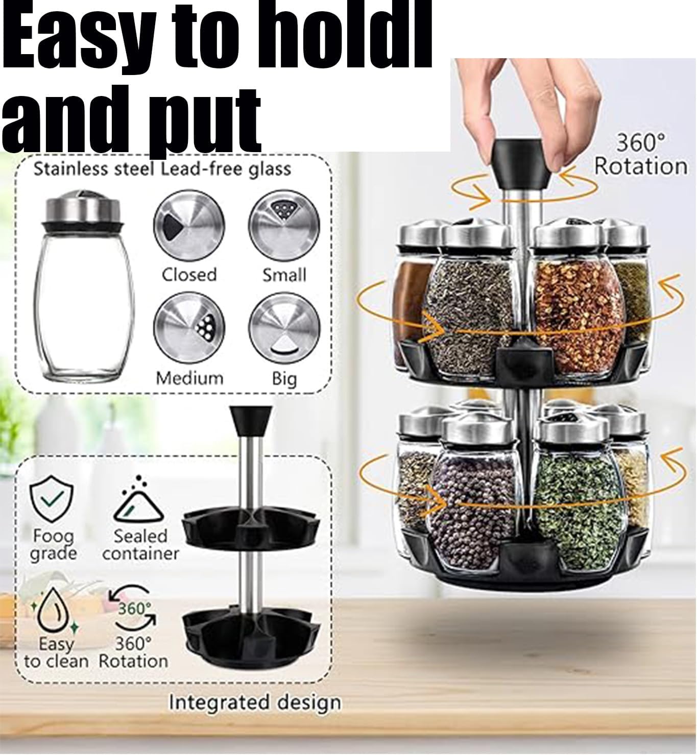 NuoShuang Revolving Spice Rack Organizer Countertop Spinning Storage Tower DEMO