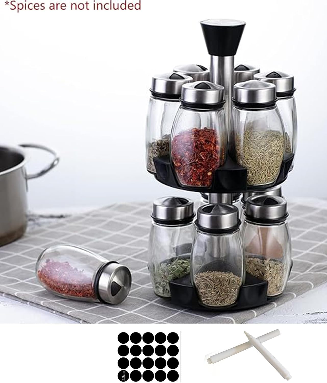 NuoShuang Revolving Spice Rack Organizer Countertop Spinning Storage Tower DEMO