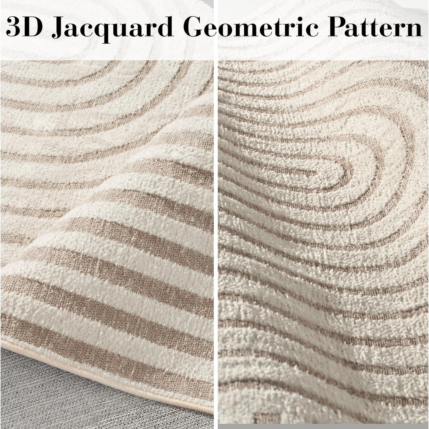 PADOOR Beige Area Rug 183 x 274CM Machine Washable Soft Non-Slip Polyester NEW