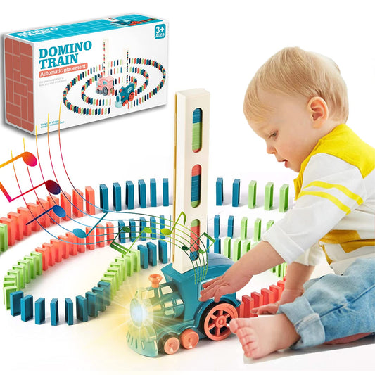 CATFUN Automatic Dominos Train Set 60 Piece Toppling Plastic Domino Toy Blue NEW