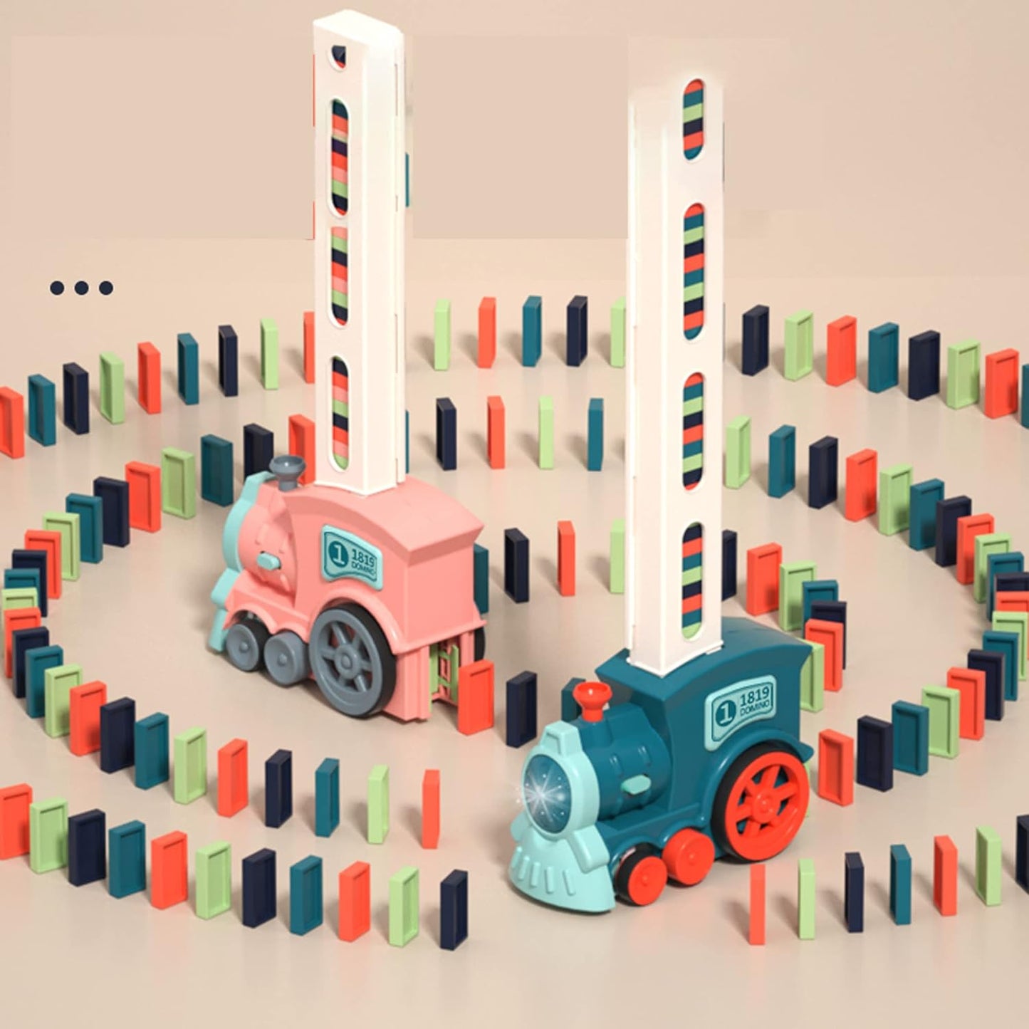 CATFUN Automatic Dominos Train Set 60 Piece Toppling Plastic Domino Toy Blue NEW