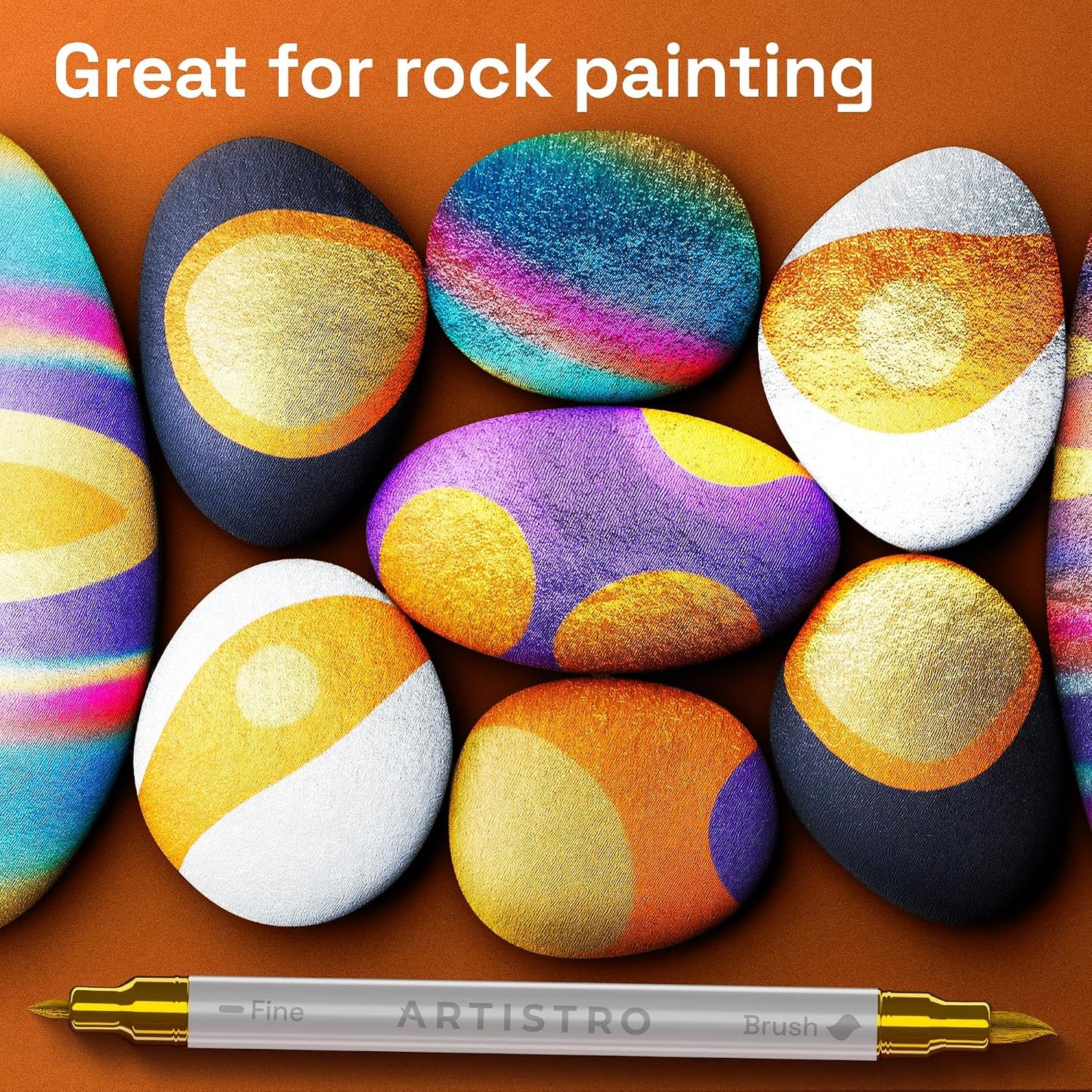 ARTISTRO Metallic Markers Dual-Tip Acrylic Paint Marker Pens for Drawing DEMO
