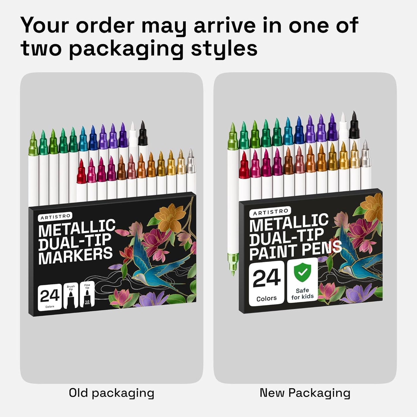ARTISTRO Metallic Markers Dual-Tip Acrylic Paint Marker Pens for Drawing DEMO