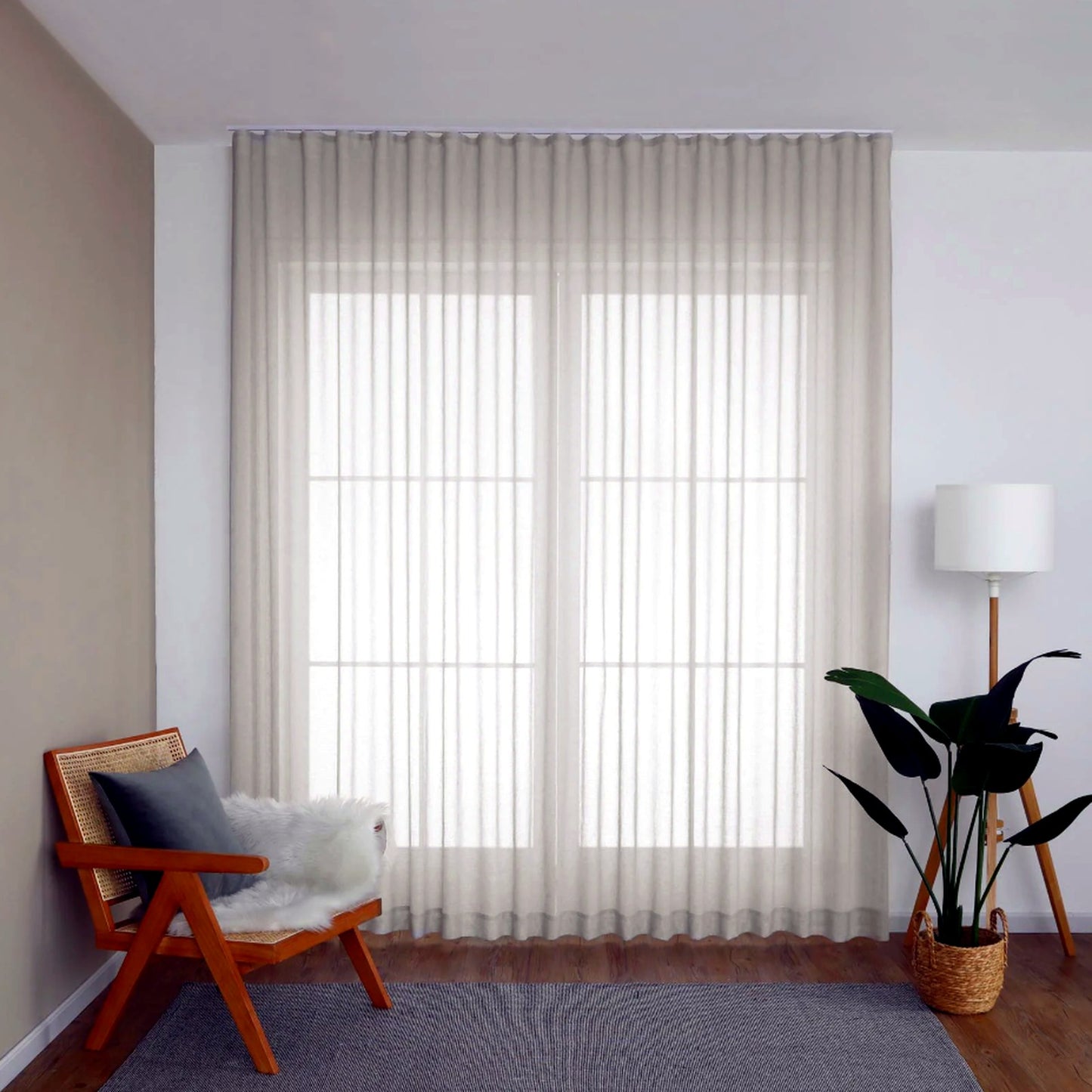 Sorrento Sheer Curtain S-Fold Single Airy Straw Colour 220cm x 250cm NEW
