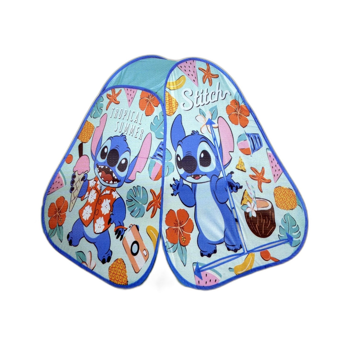 Disney Stitch Hideaway Tent Tropical Pop-Up Play Aqua 107cm x 93cm NEW