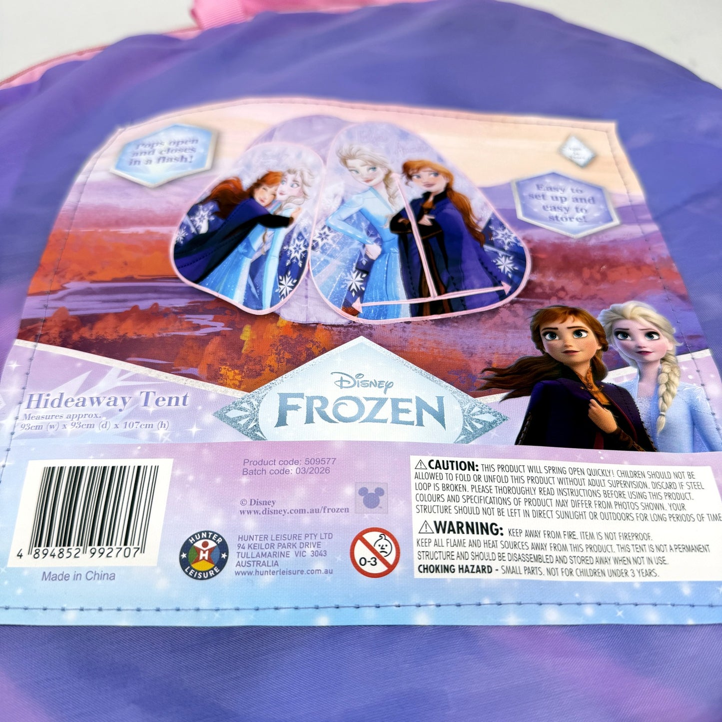 Disney Frozen Hideaway Tent, Purple & Pink, Approx. 93cm x 107cm Size NEW
