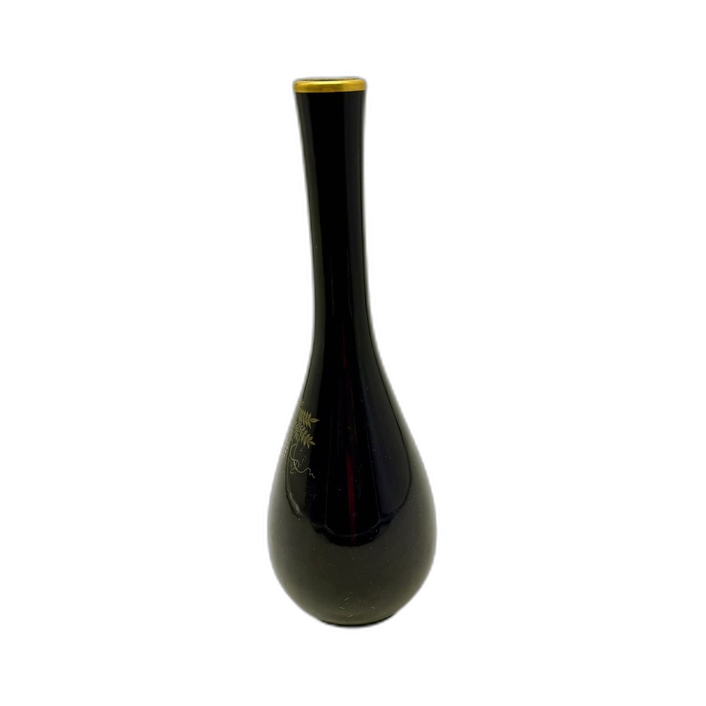 VINTAGE Japanese Style Cobolt Blue Gold Accent Decorative Ceramic Vase 25cm