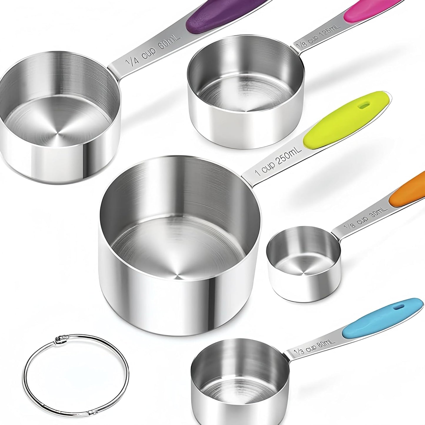 RUNZI 10 Piece Stainless Steel Measuring Cups and Spoons Set, Silver NEW