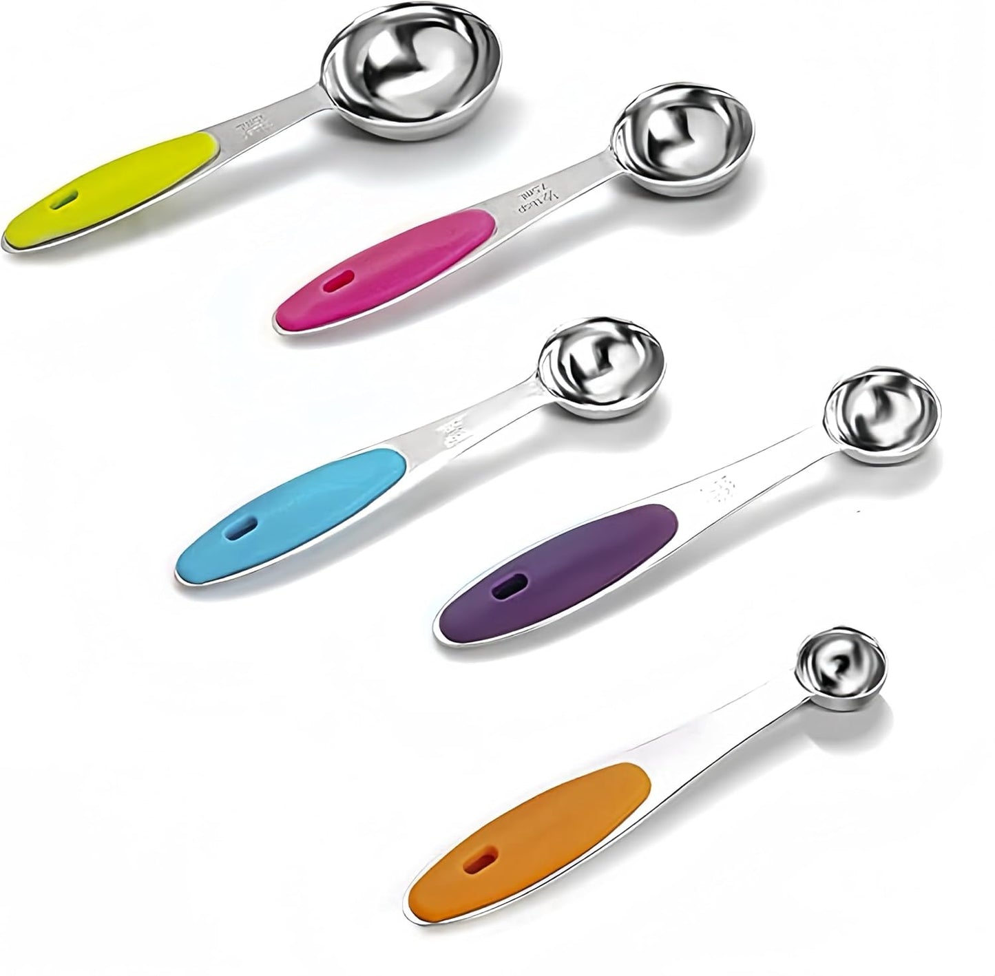 RUNZI 10 Piece Stainless Steel Measuring Cups and Spoons Set, Silver NEW