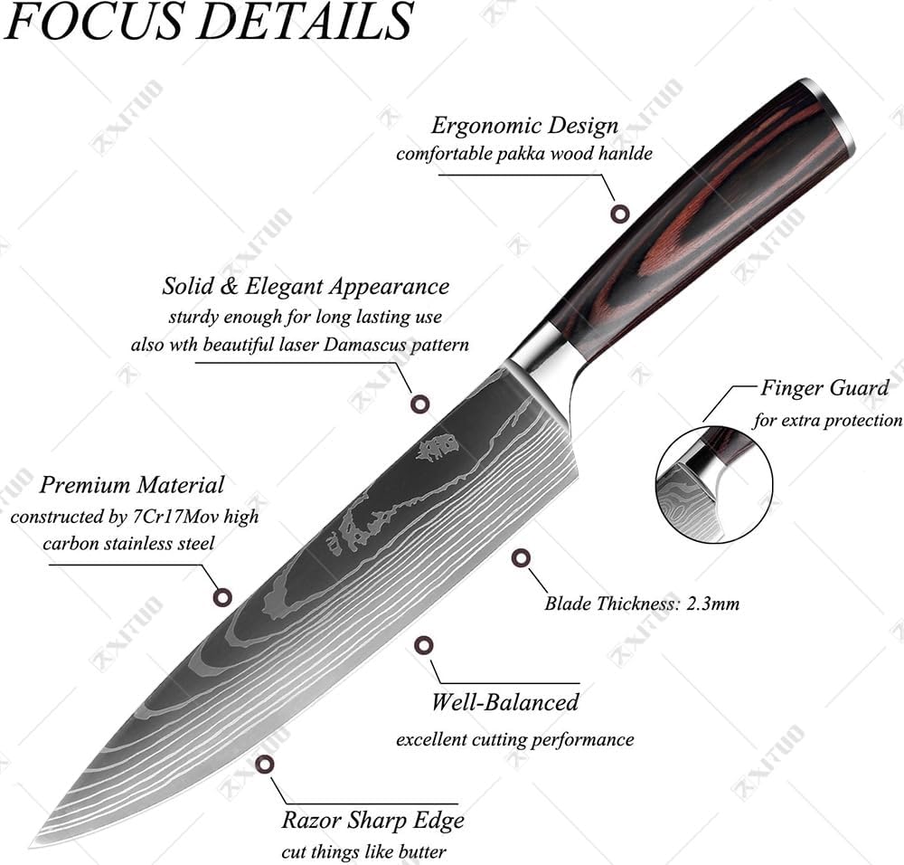 Frafuo Professional 33cm Chef's Knife German High Carbon Stainless Steel NEW