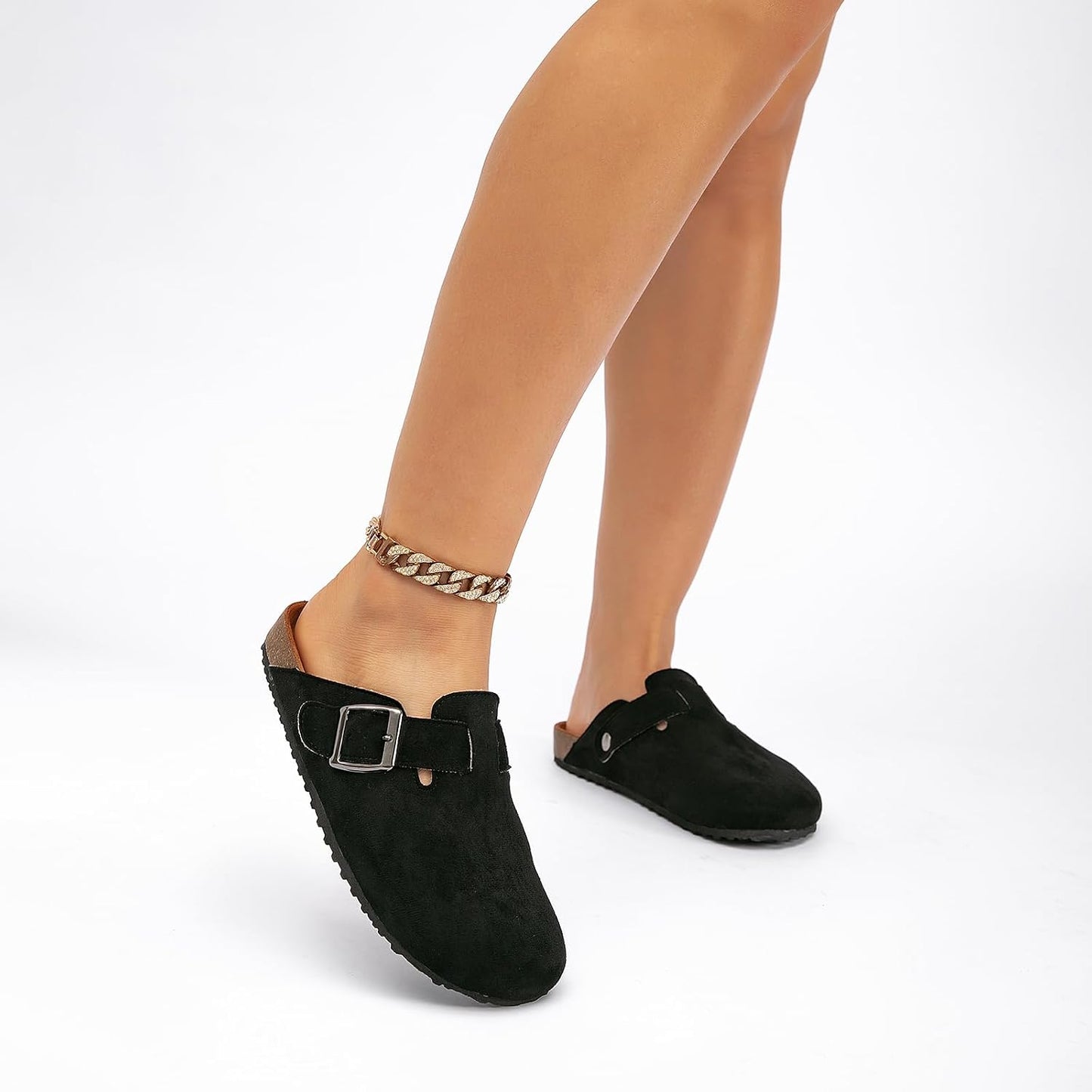 BERANMEY Black Stylish Clogs Arch Support, Cork Footbed for Women Size EU 38 NEW