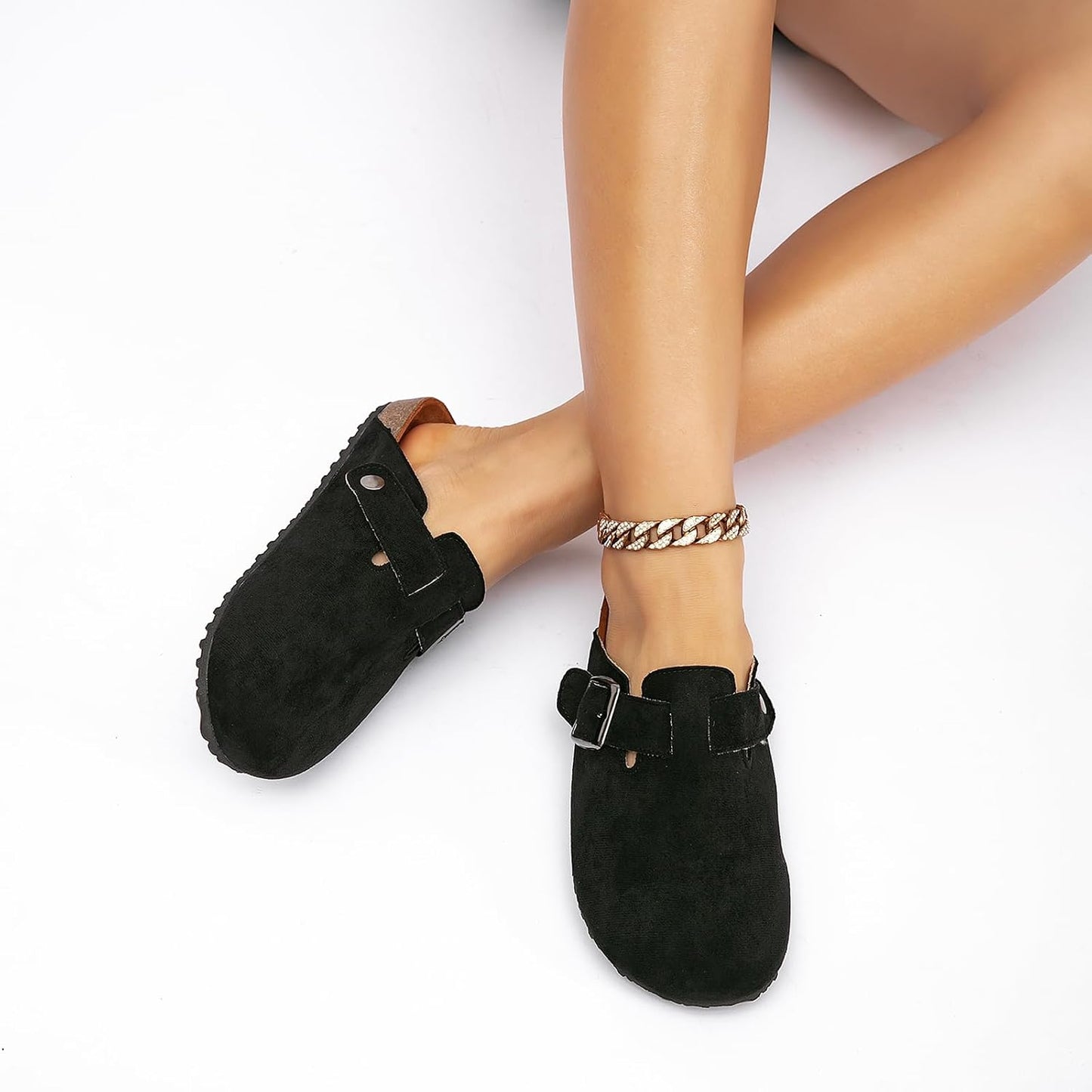 BERANMEY Black Stylish Clogs Arch Support, Cork Footbed for Women Size EU 38 NEW