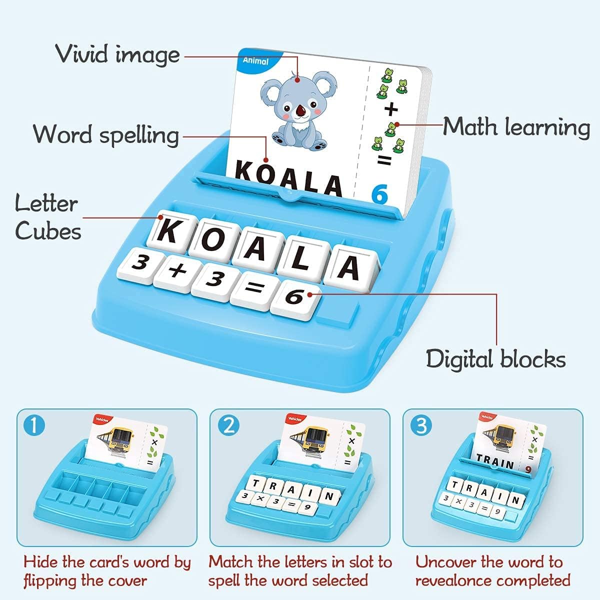 KaeKid Uppercase Letter Matching & Spelling Learning Toys Flash Cards Age 3+ NEW