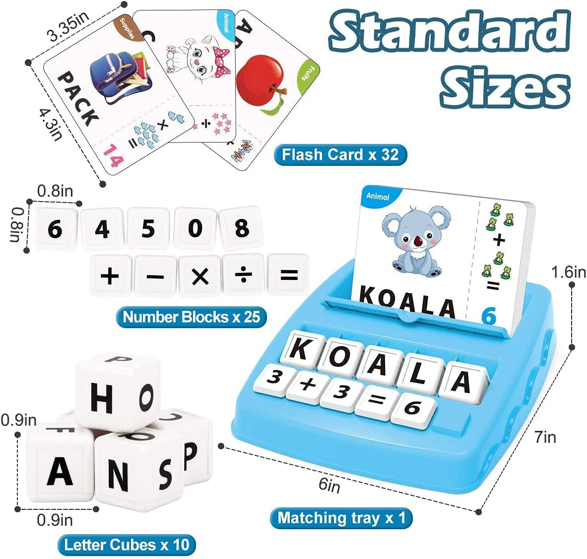 KaeKid Uppercase Letter Matching & Spelling Learning Toys Flash Cards Age 3+ NEW