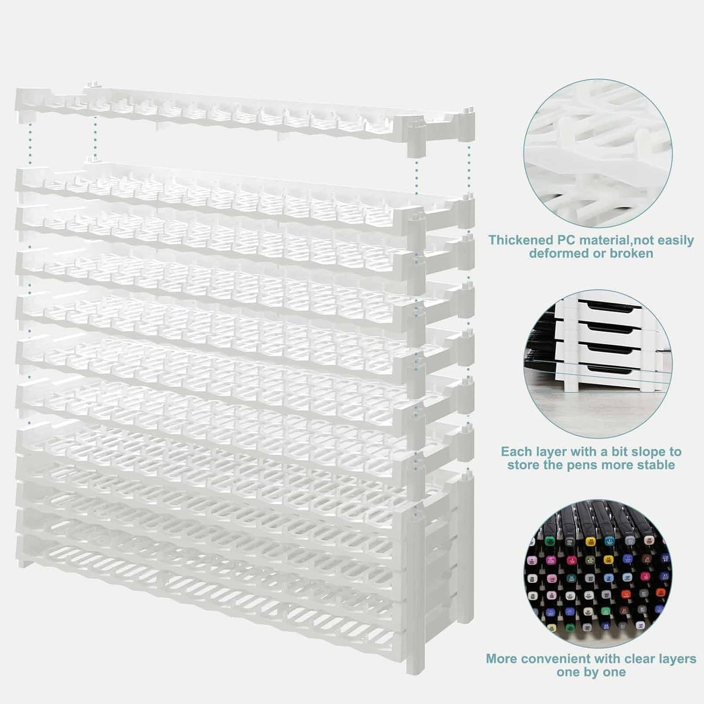 croch White 180 Slot Desk Organizer with Marker Storage Display Holder NEW