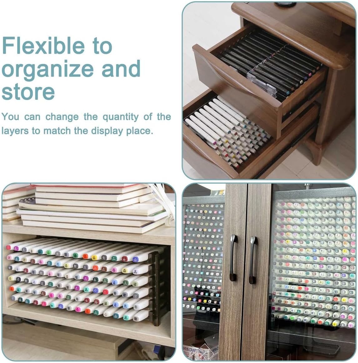 croch White 180 Slot Desk Organizer with Marker Storage Display Holder NEW
