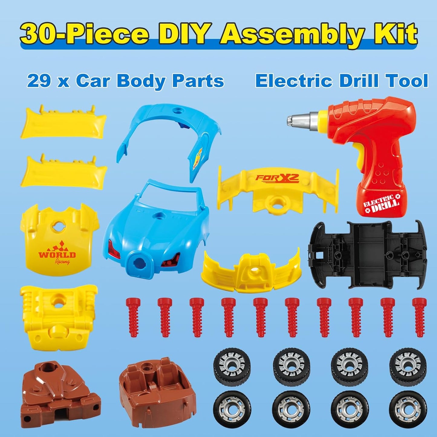 Bohui Building Toys Take Apart Car Set for Kids Over 30 Pieces Ages 3+ NEW