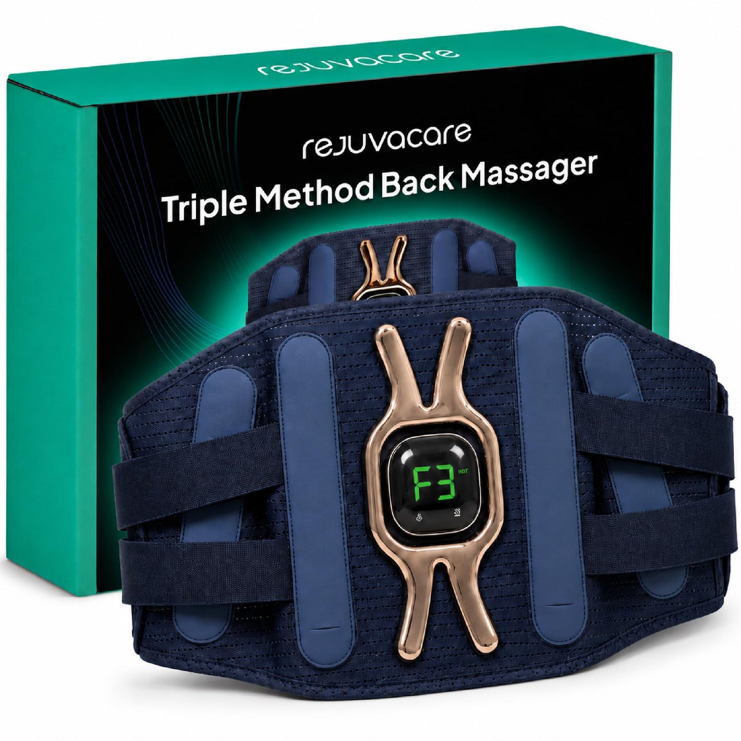 Rejuvacare Triple Method Back Massager with Heat Vibration Infrared Lumbar NEW