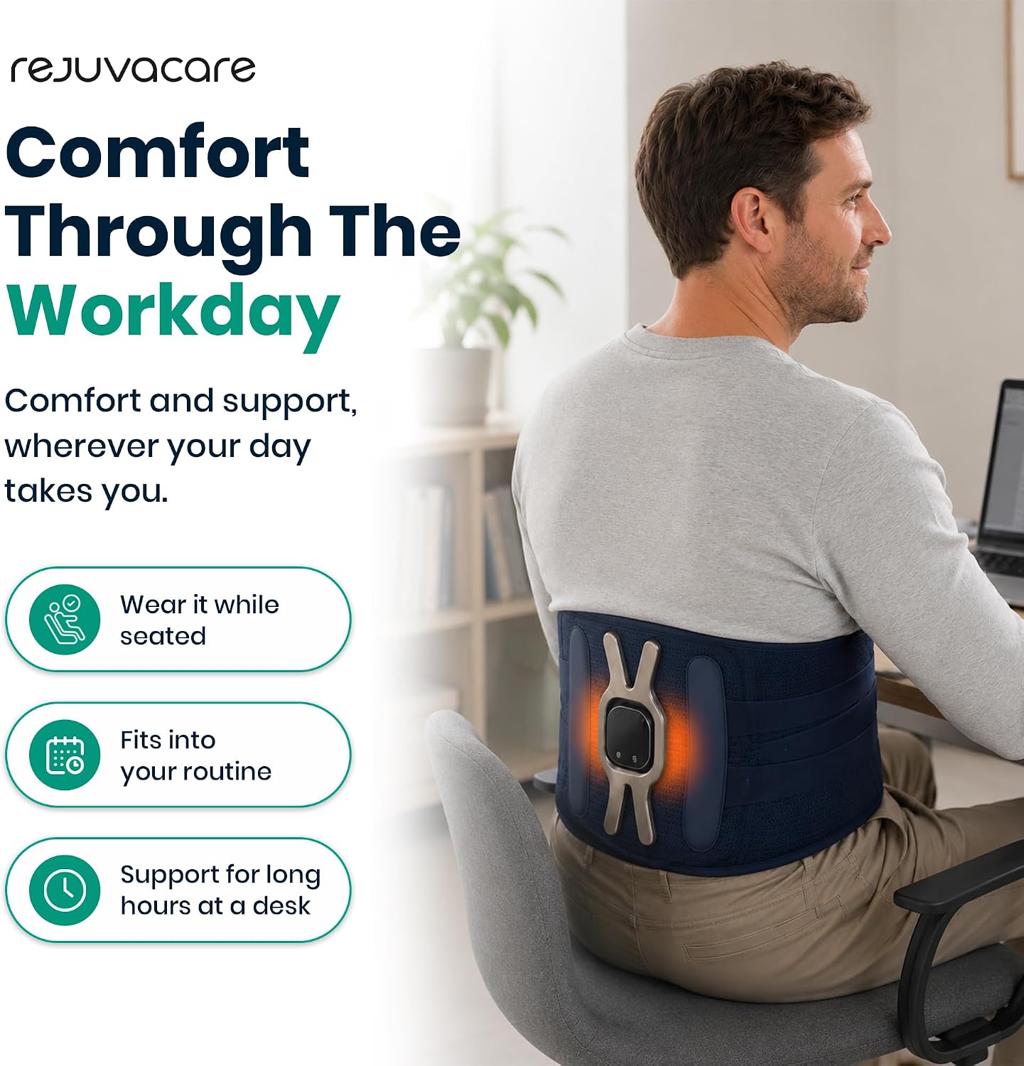 Rejuvacare Triple Method Back Massager with Heat Vibration Infrared Lumbar NEW
