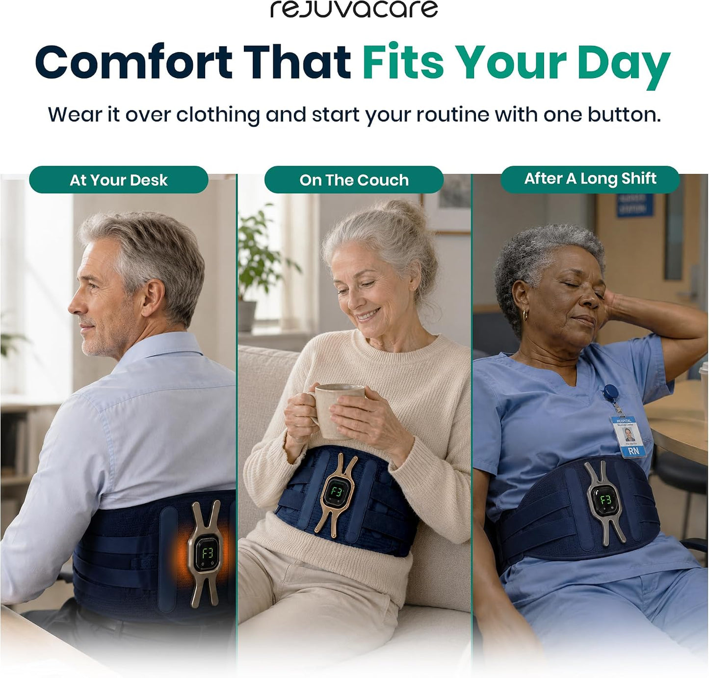 Rejuvacare Triple Method Back Massager with Heat Vibration Infrared Lumbar NEW