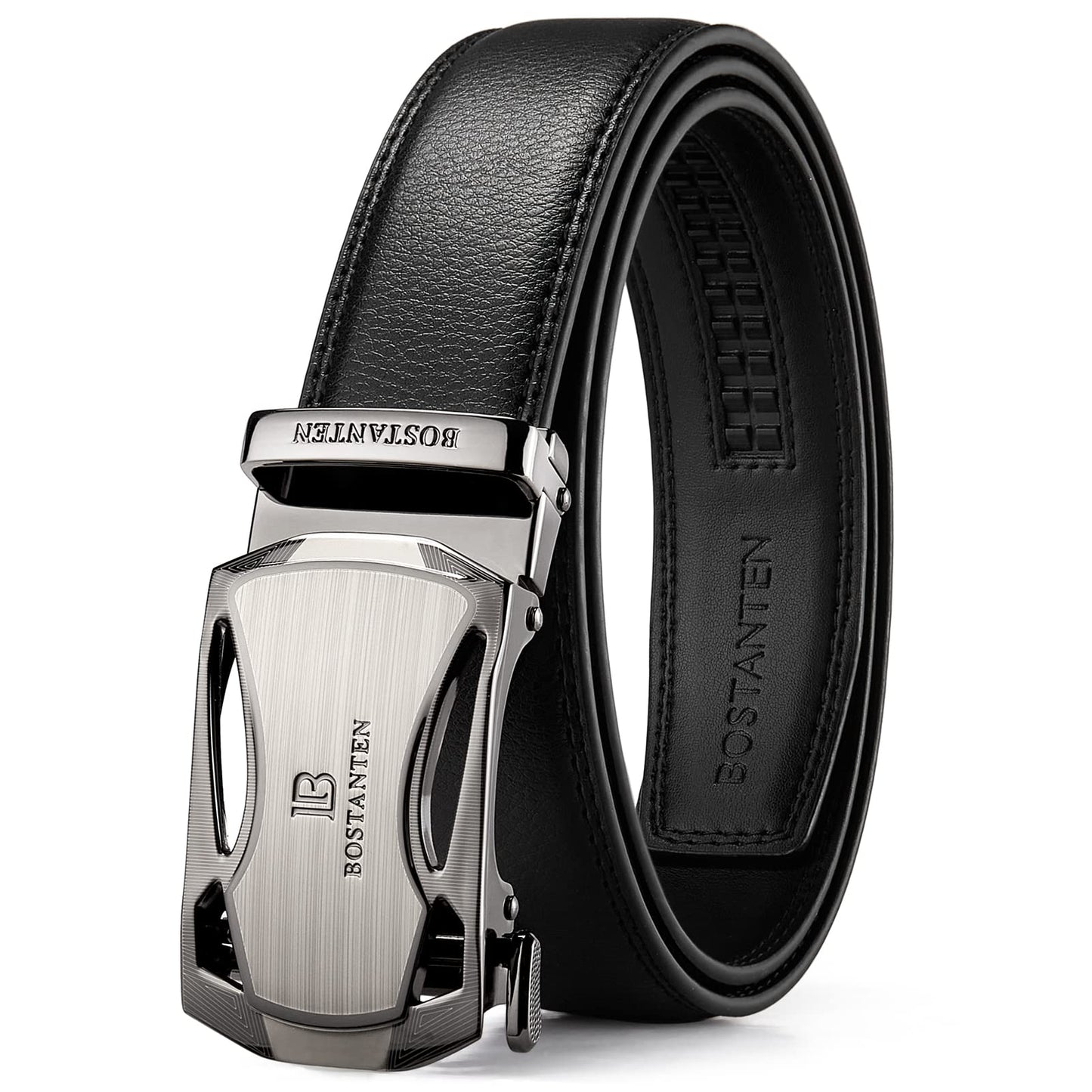 BOSTANTEN Leather Ratchet Dress Belt Automatic Buckle Adjustable Waist 28-34 NEW