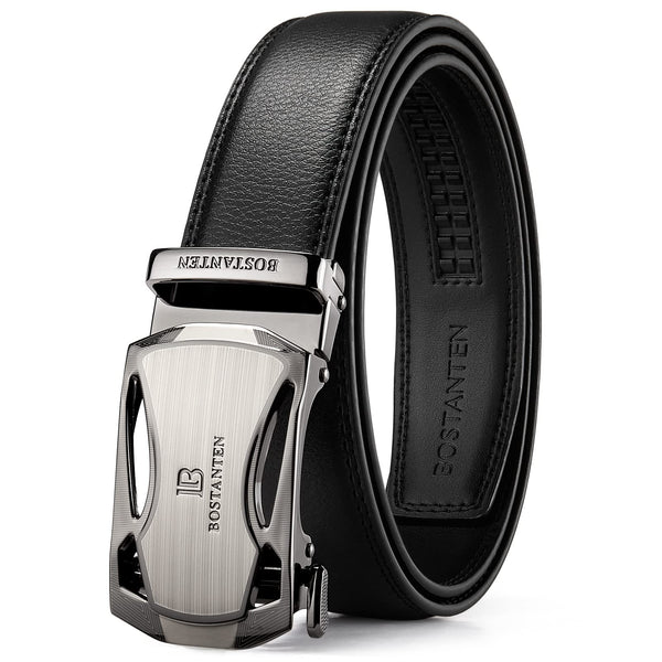 BOSTANTEN Leather Ratchet Dress Belt Automatic Buckle Adjustable Waist 28-34 NEW