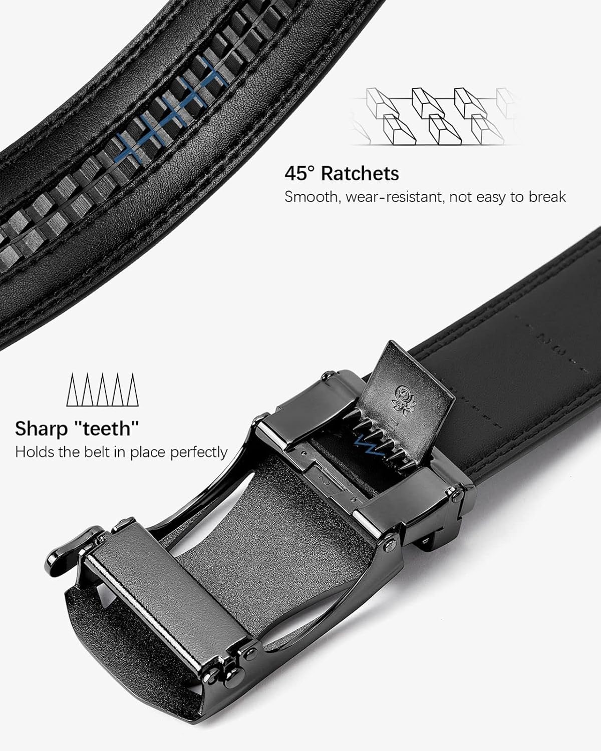 BOSTANTEN Leather Ratchet Dress Belt Automatic Buckle Adjustable Waist 28-34 NEW