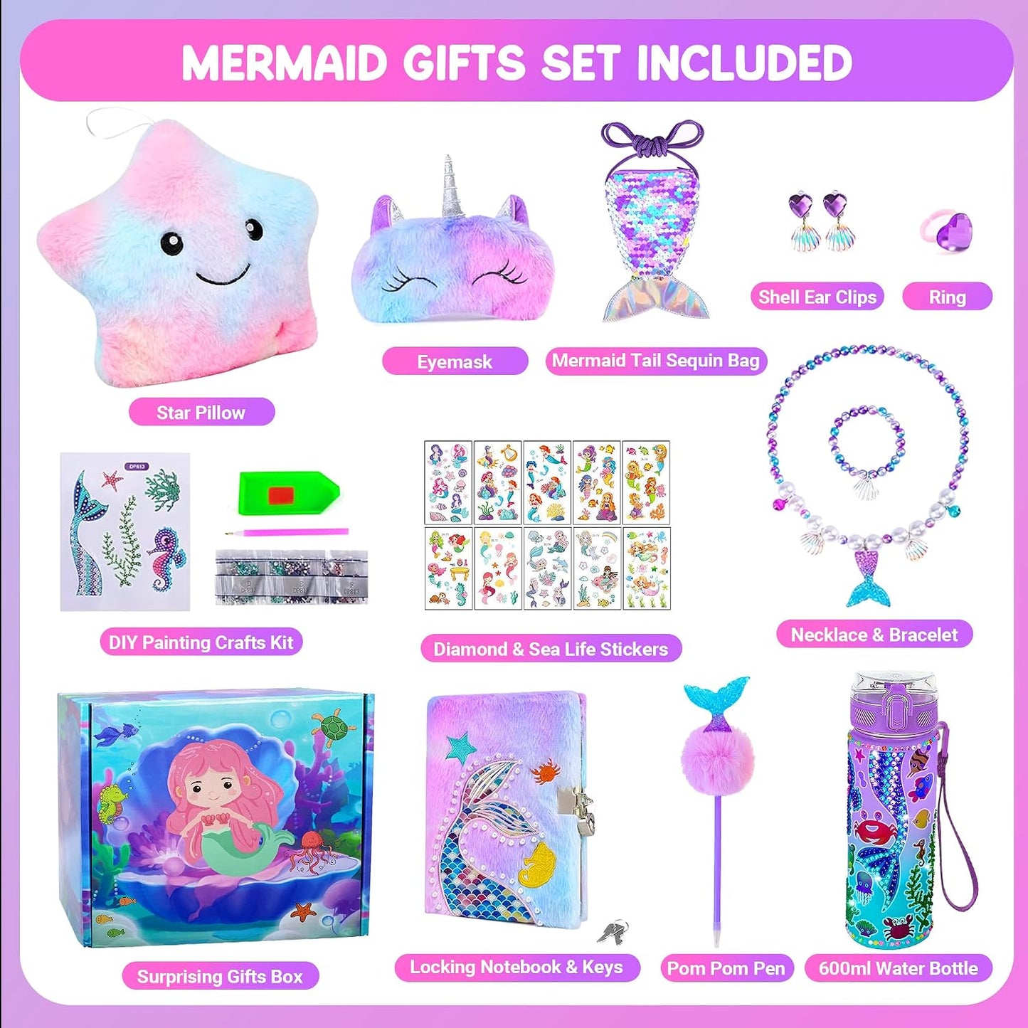 Wasilla Multicolor Mermaid Themed Acessory Gift Box Ages 4-10Yrs NEW
