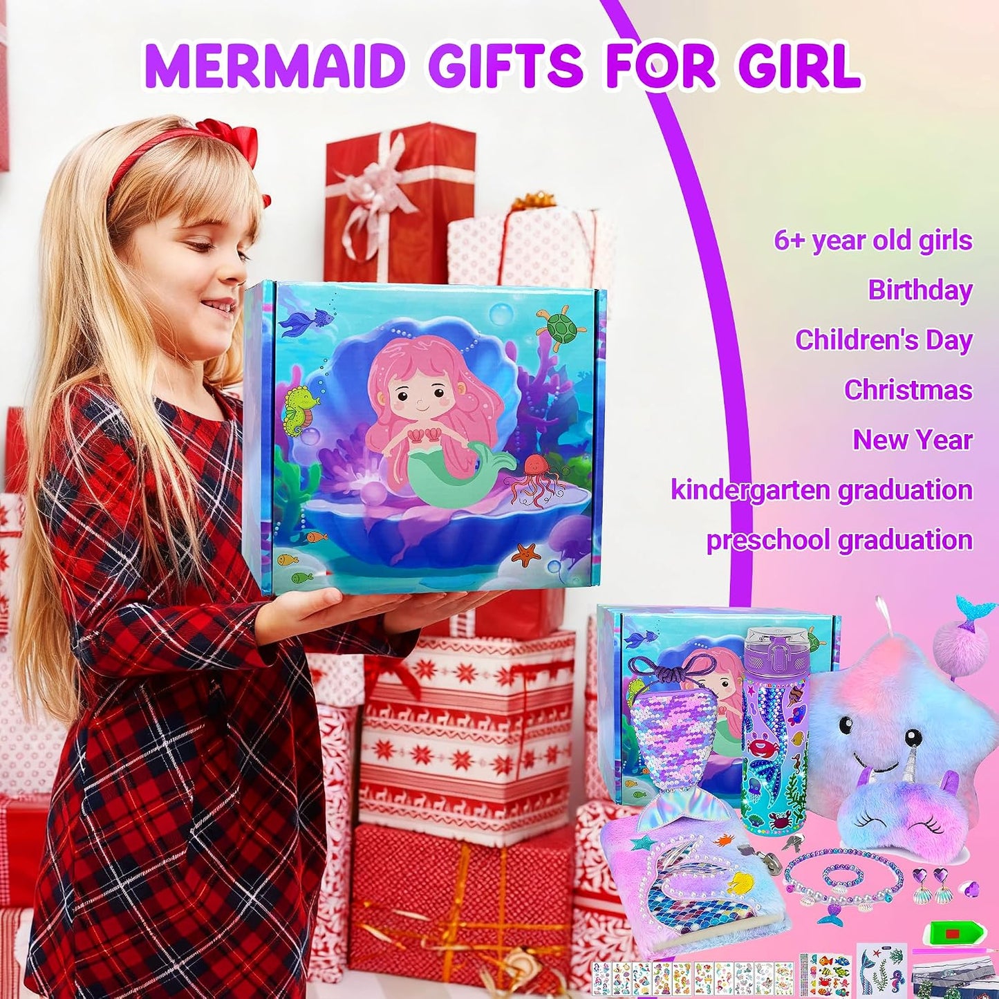 Wasilla Multicolor Mermaid Themed Acessory Gift Box Ages 4-10Yrs NEW